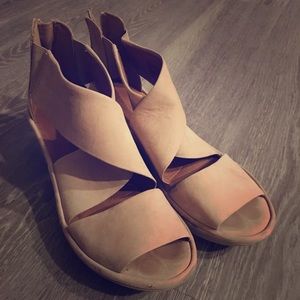 Suede Strappy Nude Heels with Therapeutic Soles